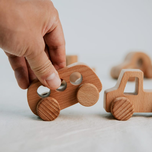 Wooden Toy Car Set for Toddlers – 4 Handmade Wooden Vehicles
